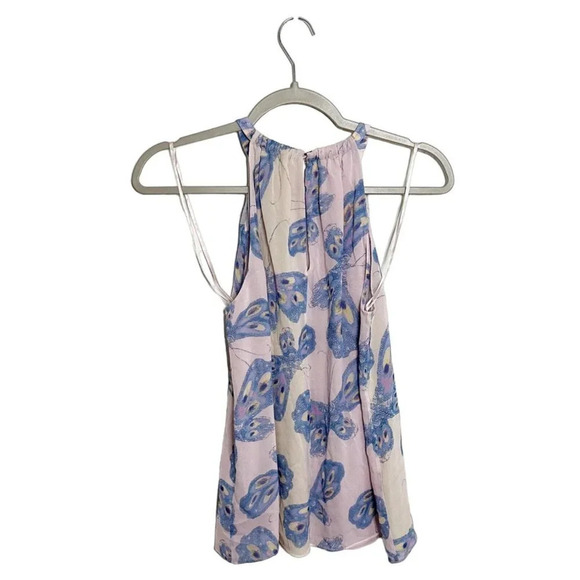Diane Von Furstenburg Pania Light Pink Butterfly Halter Neck Top Size XS - Picture 4 of 7